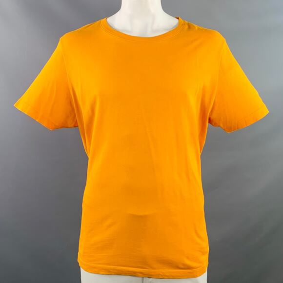 THE ELDER STATESMAN Size XL Yellow Orange Cotton Cashmere Scoop Neck T-shirt